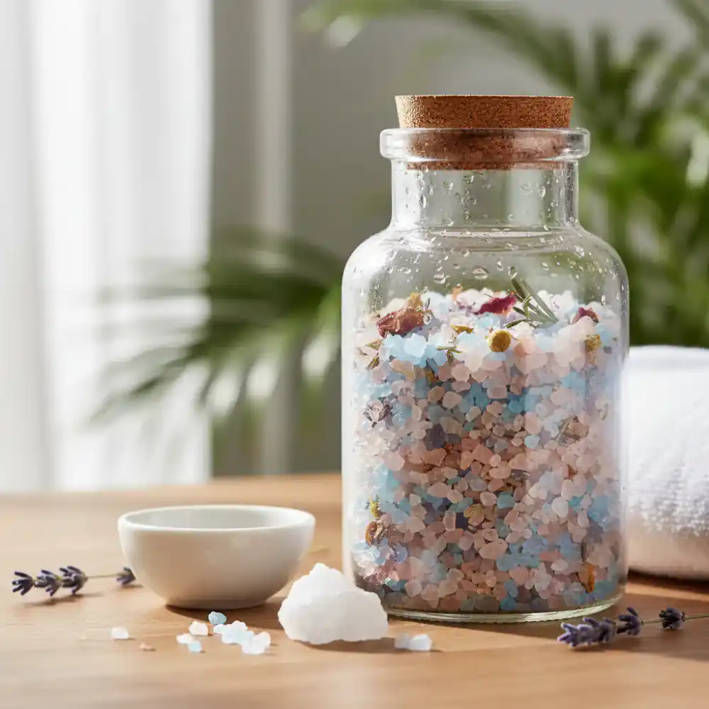 Jar of restorative bath salts
