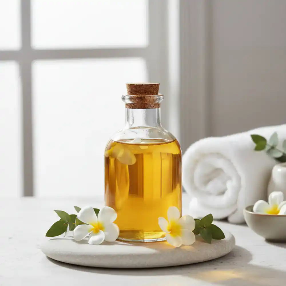 Glass bottle of nourishing body oil